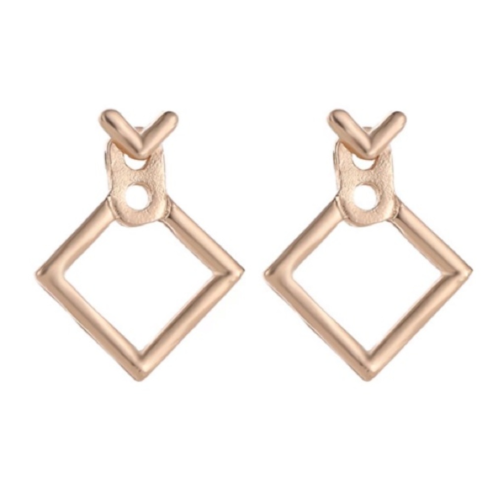 NEW!💙💎MINIMALIST!💛GOLDEN💛V SQUARE💛STUDS!💎💙 - Picture 7 of 8